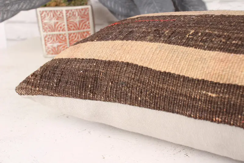10x20 Beige Cushion Cover, Interior Designer Pillow, Vintage Kilim Throw Pillow, Vintage Pillow, Pattern Throw Pillow Cover, Pillow Sham - 6