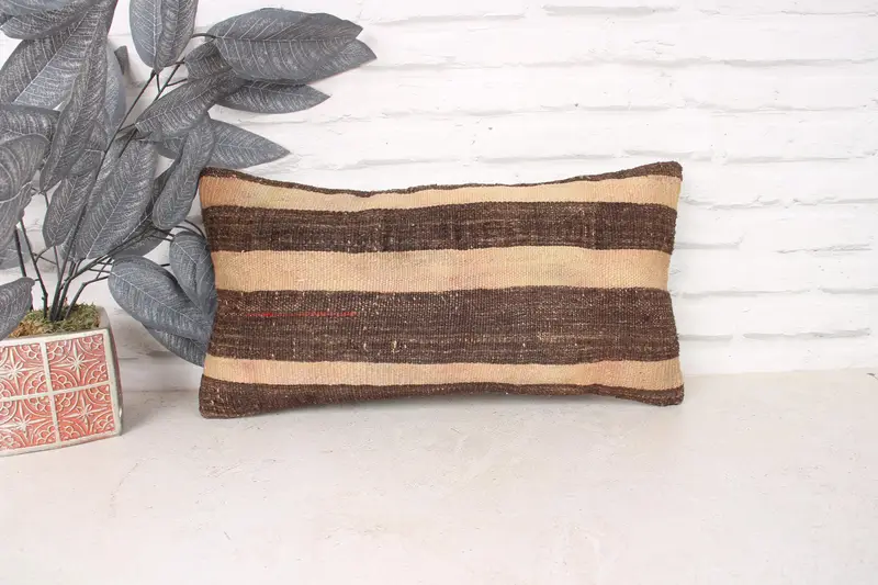 10x20 Beige Cushion Cover, Interior Designer Pillow, Vintage Kilim Throw Pillow, Vintage Pillow, Pattern Throw Pillow Cover, Pillow Sham - 1