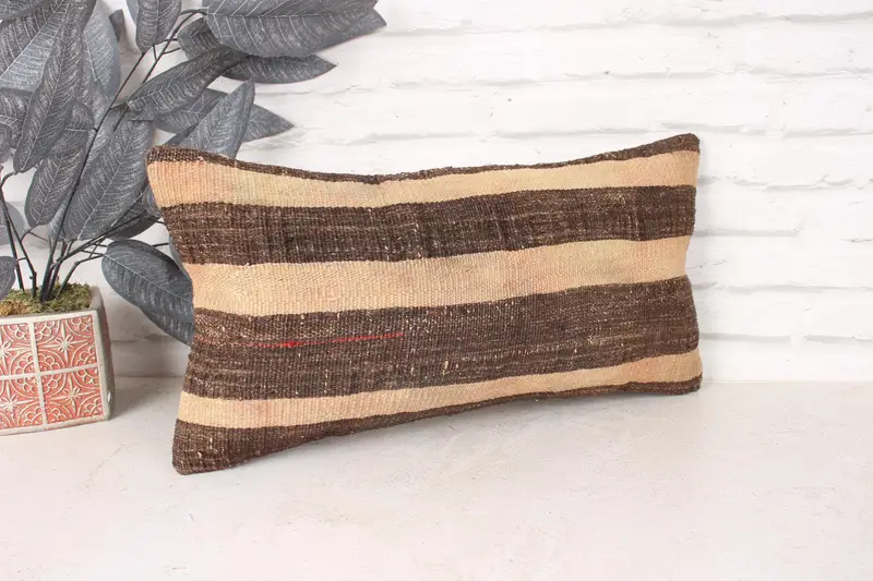 10x20 Beige Cushion Cover, Interior Designer Pillow, Vintage Kilim Throw Pillow, Vintage Pillow, Pattern Throw Pillow Cover, Pillow Sham - 3