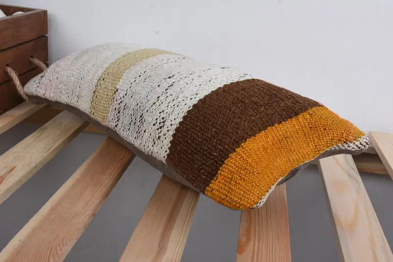 Turkish Kilim Pillow, Home Decor Pillow, Throw Kilim Pillow, 8x16 Beige Cushion, Meditation Cushion Case, Pillow Cover, Indoor Pillow Cover - 6