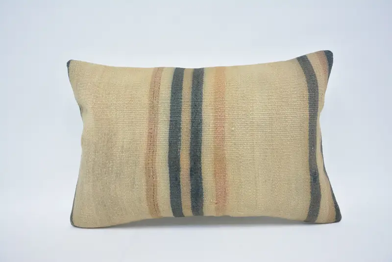 Cushion Cover, Kilim Cushion Sham, 16x24 Beige Pillow Sham, Handmade Kilim Cushion, Living Room Throw Cushion Cover, Home Decor Pillow - 1
