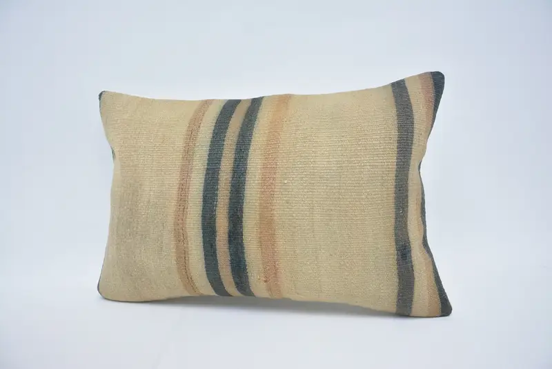 Cushion Cover, Kilim Cushion Sham, 16x24 Beige Pillow Sham, Handmade Kilim Cushion, Living Room Throw Cushion Cover, Home Decor Pillow - 4