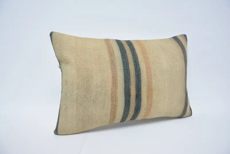 Cushion Cover, Kilim Cushion Sham, 16x24 Beige Pillow Sham, Handmade Kilim Cushion, Living Room Throw Cushion Cover, Home Decor Pillow - 3