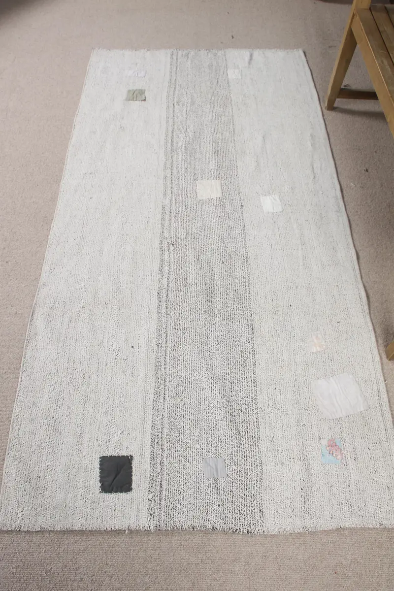 Zarif Bej ve Kahverengi Halı, 3,5x6,9 ft Çizgili Geometrik