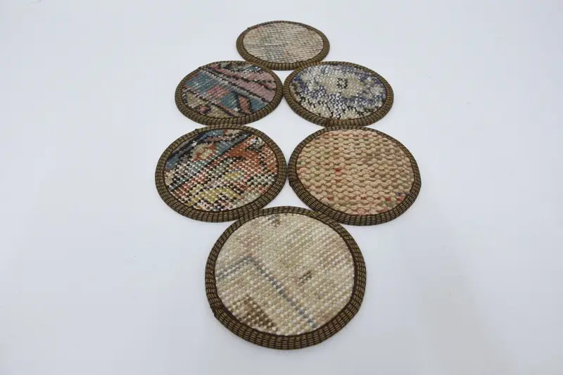 Bohemian Beige & Bronze Round Coaster, Durable Bohemian Coaster