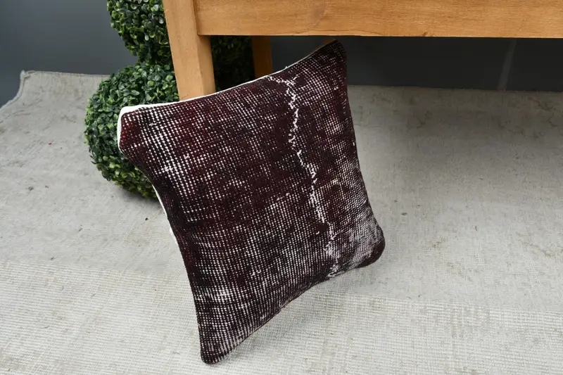 Home Decor Pillow, Turkish Pillow, Pillow for Sofa, Cushion, Bolster Cushion, Nomadic Cushion Cover, 14x14 Black Pillow Case - 7