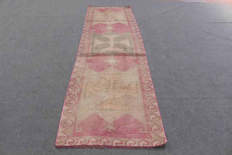 Mor, Pembe Geometrik Halı, 2,8x9,6 ft