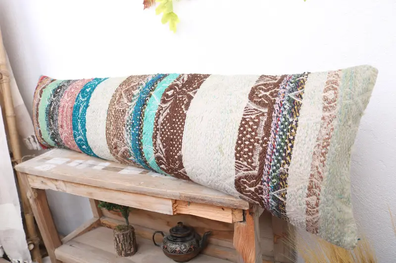 12x48 Green Pillow Sham, Boho Pillow, Bohemian Cushion Pillow, Vintage Kilim Pillow, Ethnic Throw Pillow Cover, Pillow, Kilim Pillow - 4