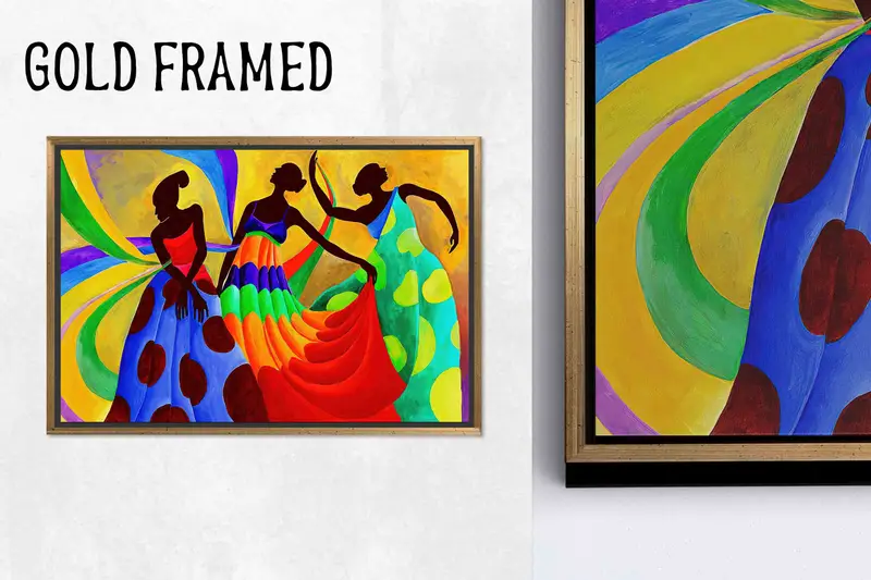 Canlı Afrikalı Kadın Dansçı Kanvas Tablo Tablo - Zarif Duvar Tablosu