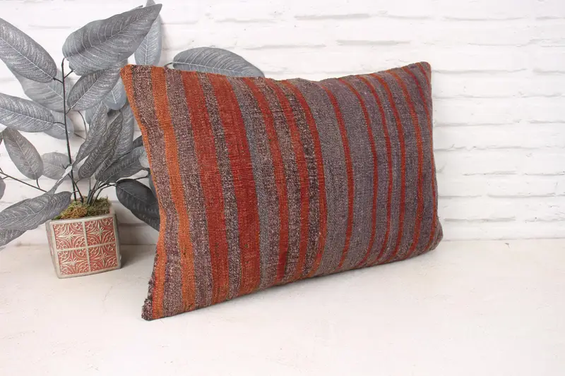 Kilim Pillow Cover, Personalized Gift Pillow Cushion, Meditation Pillow Case, Pillow Sham, Pillow for Couch, 16x24 Red Cushion Case, Pillow for Sofa - 3