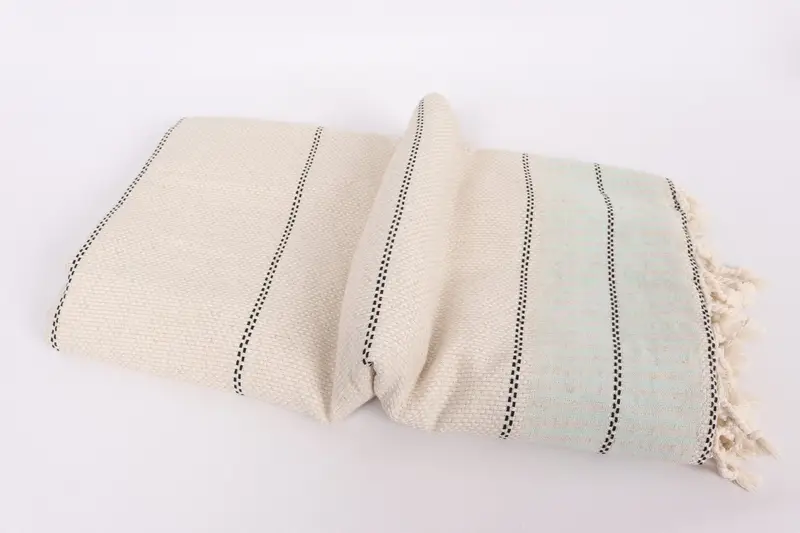 Custom Wedding Gifts, Welcome Wedding Gift, 104x96 Cotton Striped Towel, Woven Blanket, Organic Throw, Woven Throw Blanket, Custom Shower Curtain - 6