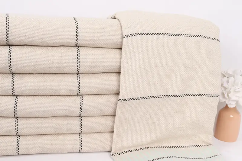 Custom Wedding Gifts, Welcome Wedding Gift, 104x96 Cotton Striped Towel, Woven Blanket, Organic Throw, Woven Throw Blanket, Custom Shower Curtain - 2