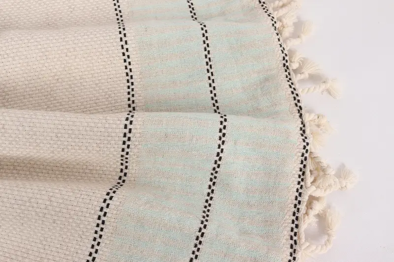 Custom Wedding Gifts, Welcome Wedding Gift, 104x96 Cotton Striped Towel, Woven Blanket, Organic Throw, Woven Throw Blanket, Custom Shower Curtain - 8