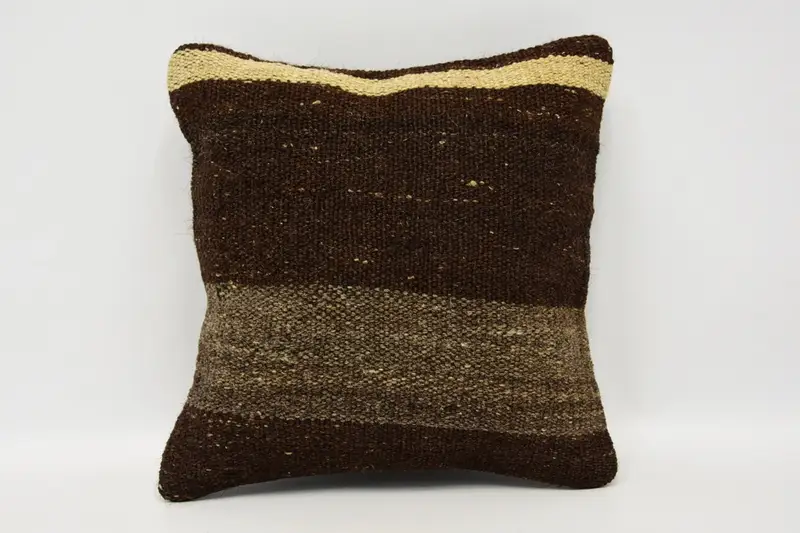 Vintage Throw Cushion, Cushion Cover, Anatolian Cushion Case, Vintage Kilim Throw Pillow, 12x12 Brown Pillow Case, Antique Pillows, Boho Pillow - 1