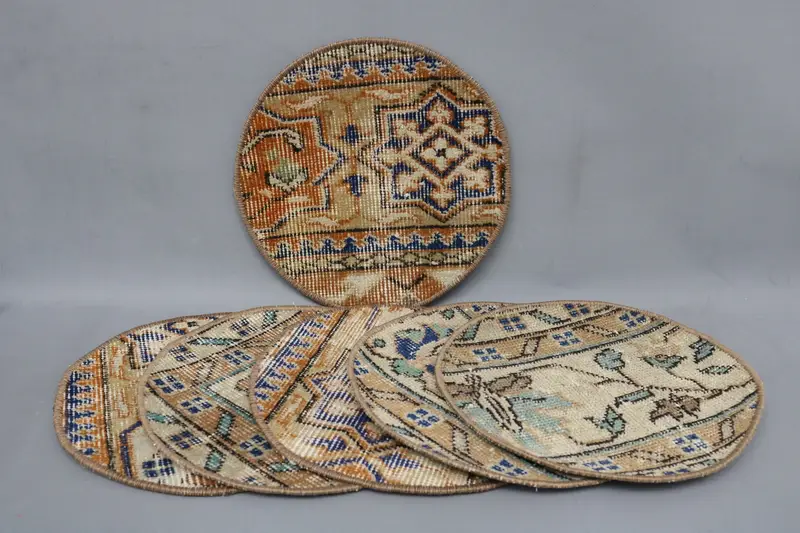 Bohemian Circle Placemats, Brown & Bronze Cotton Wool Decor