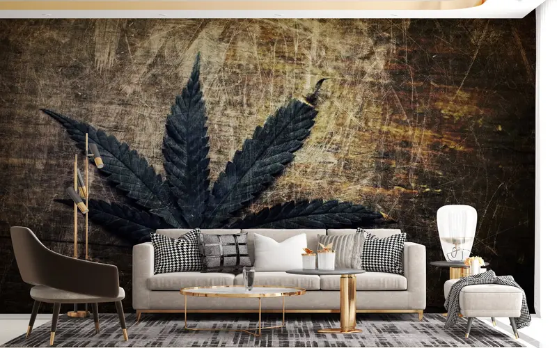 Zarif Baskılı Duvar Kağıdı: Vintage Esrar Yaprağı Tasarımı