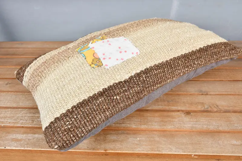 12x20 Beige Pillow Cover, Handmade Kilim Cushion, Pillow Case, Vintage Throw Cushion, Bright Cushion, Turkish Pillow, Tribal Cushion, Boho Pillow - 2