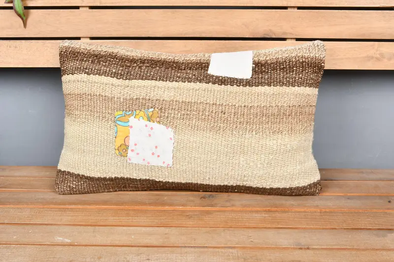 12x20 Beige Pillow Cover, Handmade Kilim Cushion, Pillow Case, Vintage Throw Cushion, Bright Cushion, Turkish Pillow, Tribal Cushion, Boho Pillow - 6
