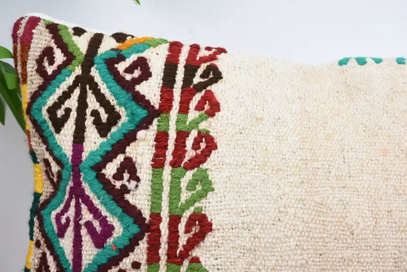 Pillow Sham, Interior Designer Pillow, Turkish Pillow, Office Chair Pillow Case, Vintage Kilim Pillow, 12x24 White Pillow, Christmas Cushion Case - 2