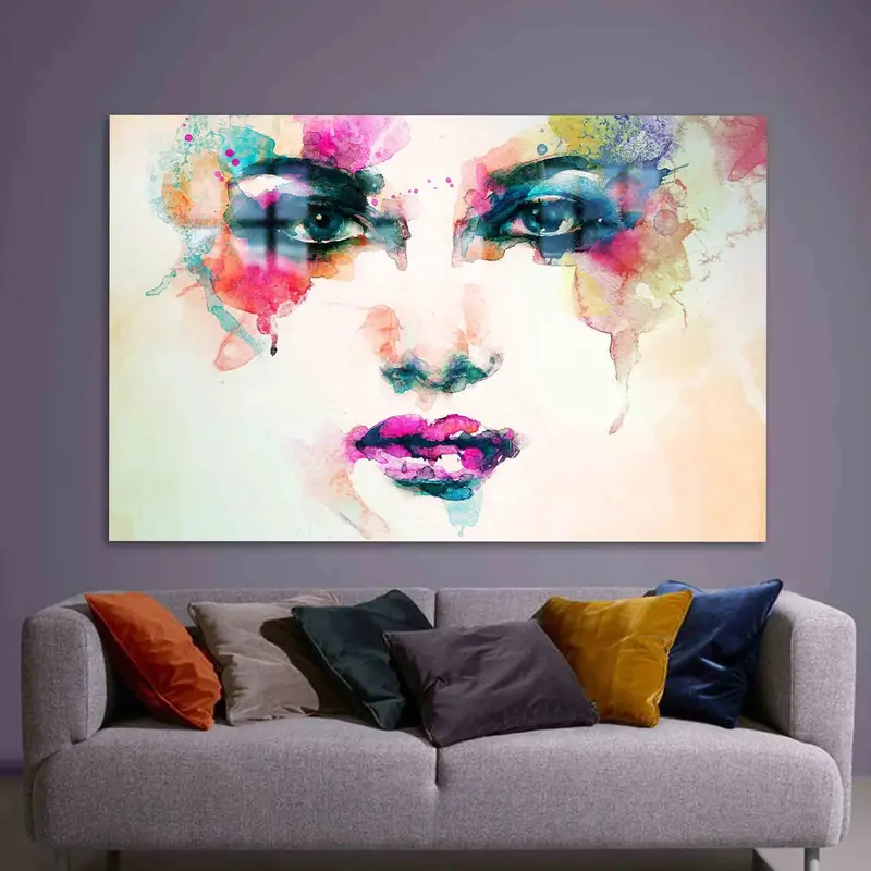 エレガントなプリント ガラス: 水彩で描いた抽象的な女性のポートレート