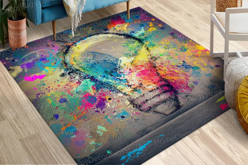 Alfombra estampada moderna: diseño de graffiti colorido para espacios contemporáneos