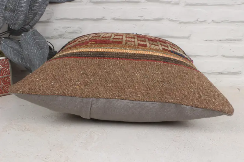 Turkish Pillow, Vintage Kilim Pillow, Cushion Cover, 16x16 Red Cushion Case, Pillow for Sofa, Hippie Throw Pillow Case, Oriental Pillow - 5