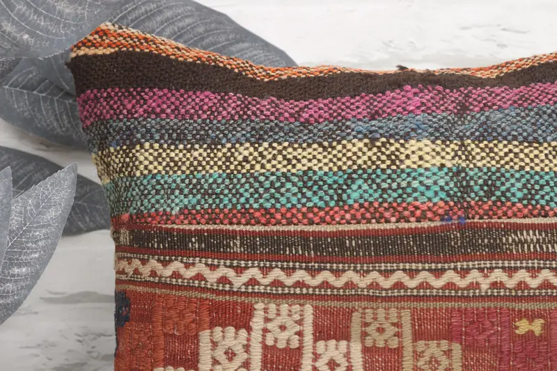 Turkish Pillow, Vintage Kilim Pillow, Cushion Cover, 16x16 Red Cushion Case, Pillow for Sofa, Hippie Throw Pillow Case, Oriental Pillow - 2