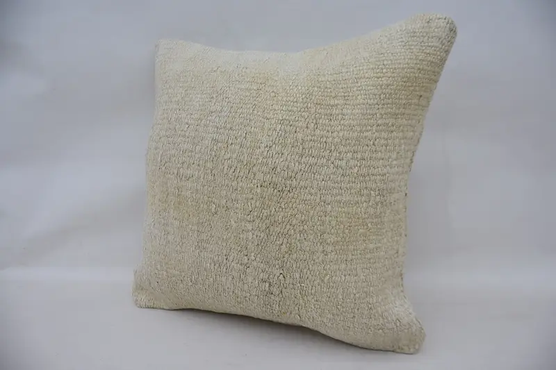 Armchair Pillow Case, Ethnical Kilim Rug Pillow, Tribal Pillow Cover, Kilim Pillow, Pillow for Sofa, 16x16 Beige Pillow, Cushion Case - 4