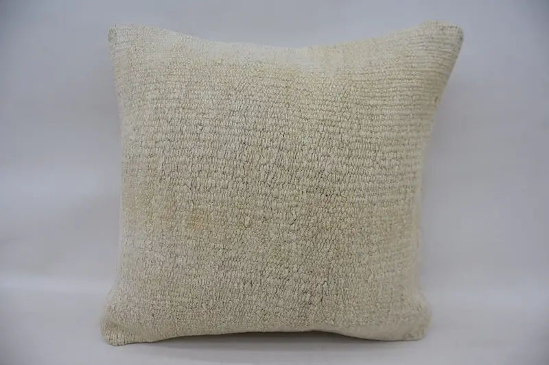 Armchair Pillow Case, Ethnical Kilim Rug Pillow, Tribal Pillow Cover, Kilim Pillow, Pillow for Sofa, 16x16 Beige Pillow, Cushion Case - 2