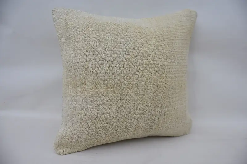 Armchair Pillow Case, Ethnical Kilim Rug Pillow, Tribal Pillow Cover, Kilim Pillow, Pillow for Sofa, 16x16 Beige Pillow, Cushion Case - 6