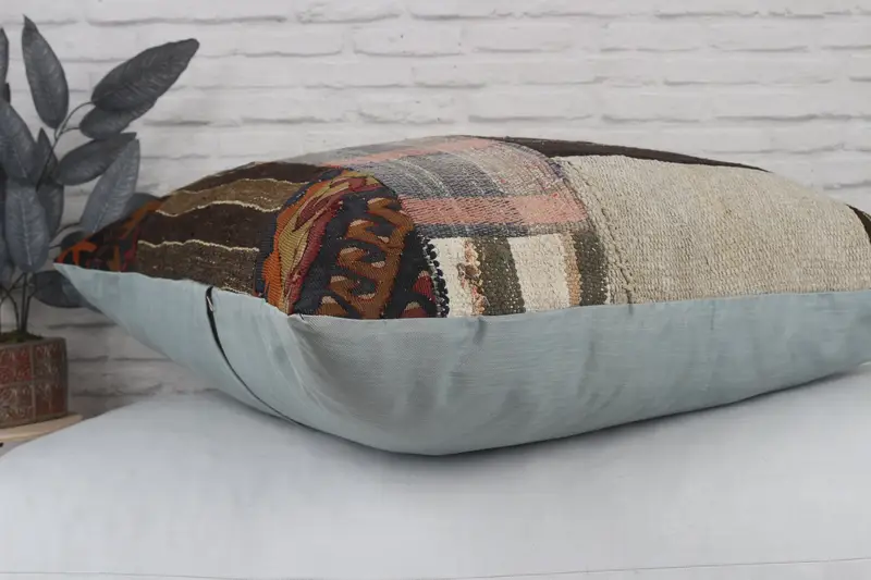Aesthetic Pillow Cover, Car Pillow, Pillow Cover, 32x32 Brown Pillow Cover, Ethnical Kilim Rug Pillow, Turkish Pillow, Vintage Kilim Pillow - 6