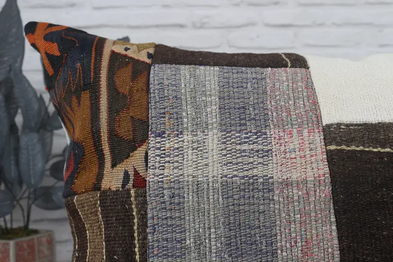 Aesthetic Pillow Cover, Car Pillow, Pillow Cover, 32x32 Brown Pillow Cover, Ethnical Kilim Rug Pillow, Turkish Pillow, Vintage Kilim Pillow - 9