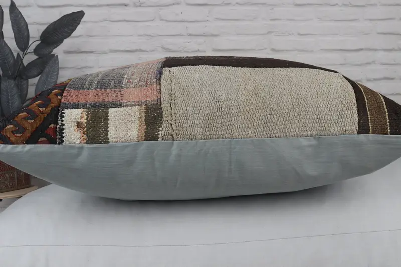 Aesthetic Pillow Cover, Car Pillow, Pillow Cover, 32x32 Brown Pillow Cover, Ethnical Kilim Rug Pillow, Turkish Pillow, Vintage Kilim Pillow - 5