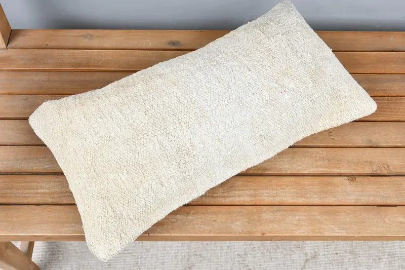 Ethnical Kilim Rug Pillow, 12x24 Beige Cushion Case, Decorative Cushion Cover, Antique Pillows, Pillow Cover, Pillow for Couch - 2