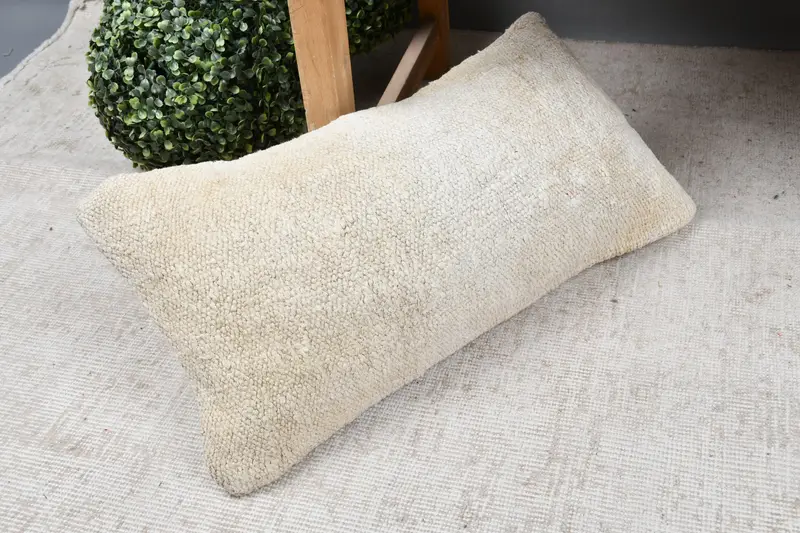 Ethnical Kilim Rug Pillow, 12x24 Beige Cushion Case, Decorative Cushion Cover, Antique Pillows, Pillow Cover, Pillow for Couch - 7