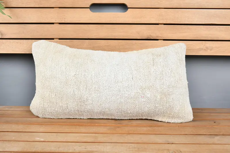 Ethnical Kilim Rug Pillow, 12x24 Beige Cushion Case, Decorative Cushion Cover, Antique Pillows, Pillow Cover, Pillow for Couch - 6