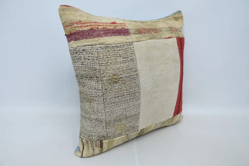 28x28 Beige Pillow Sham, Shabby Chic Pillow, Boho Throw Pillow Case, Kilim Pillow Cover, Interior Designer Pillow, Pillow Sham, Antique Pillows - 3