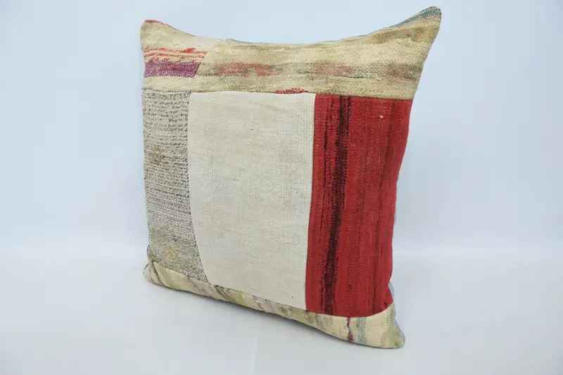 28x28 Beige Pillow Sham, Shabby Chic Pillow, Boho Throw Pillow Case, Kilim Pillow Cover, Interior Designer Pillow, Pillow Sham, Antique Pillows - 4