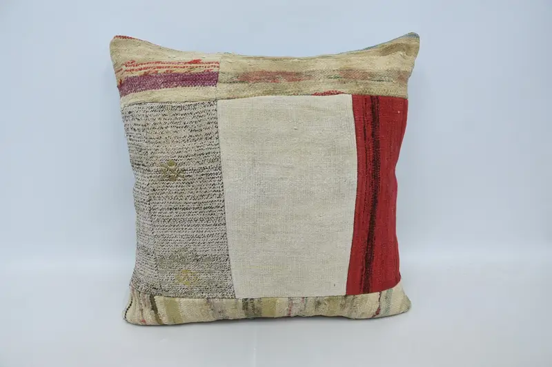 28x28 Beige Pillow Sham, Shabby Chic Pillow, Boho Throw Pillow Case, Kilim Pillow Cover, Interior Designer Pillow, Pillow Sham, Antique Pillows - 1