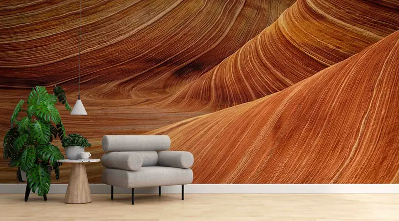 Elegante bedruckte Tapete mit Wüstenblick: Braune Geologie-Naturlandschaft