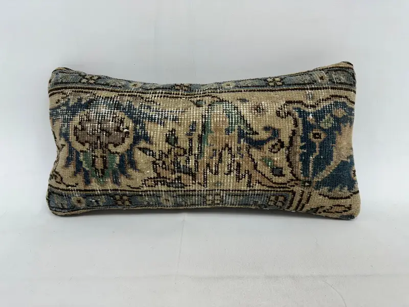Tribal Pillow Cover, Muted Pillow Sham, 10x20 Beige Cushion Cover, Vintage Kilim Pillow, Turkish Pillow, Antique Pillows, Cushion Cover - 1