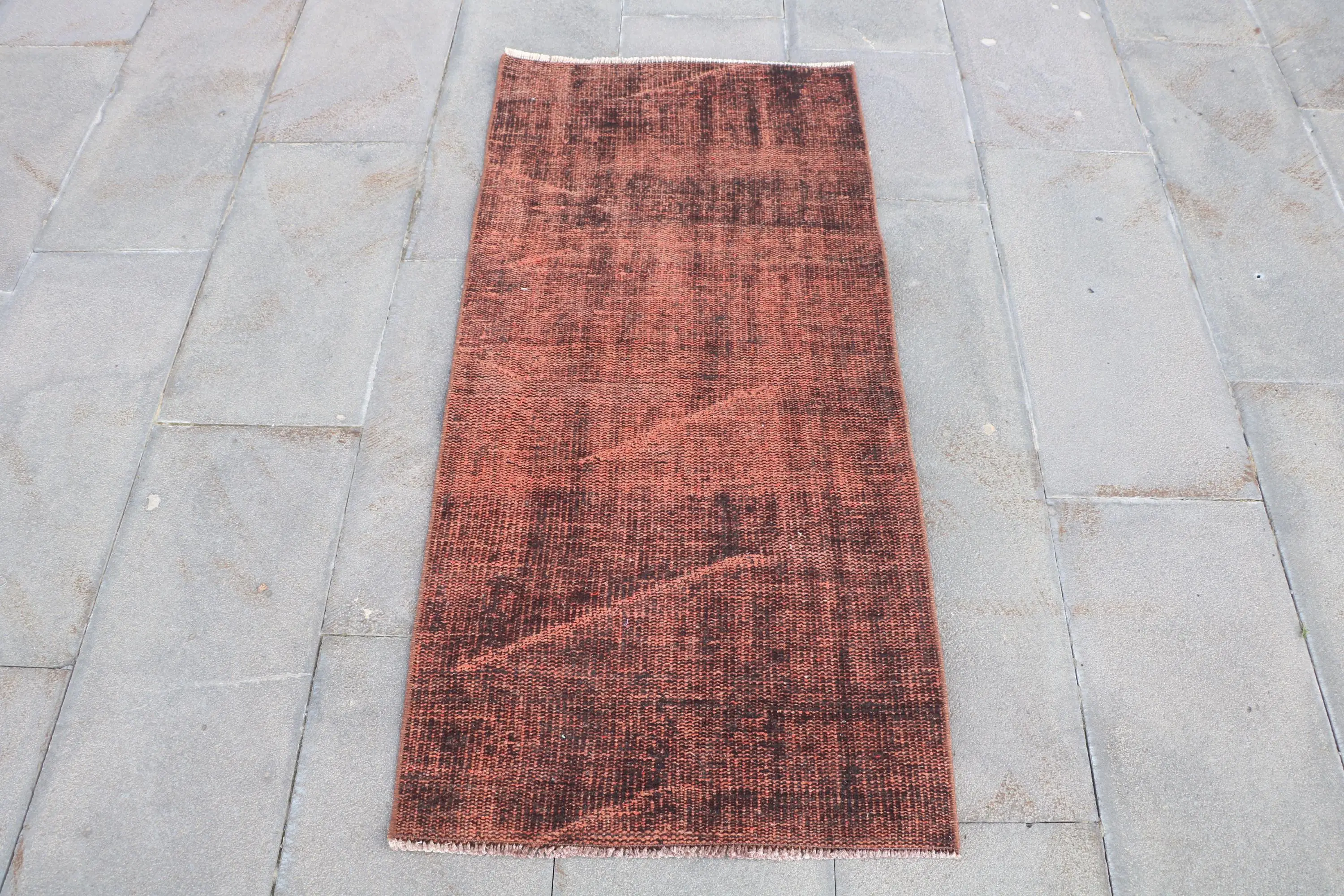 2x4.3 ft Rug, Small Turkish Rug, Red Striped Rug - 1