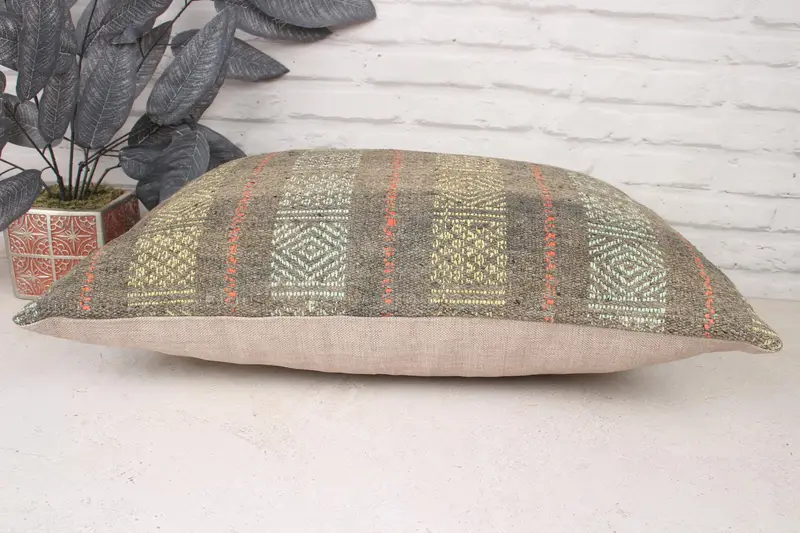 Interior Designer Pillow, Turkish Pillow, Hippie Throw Pillow Case, Pet Cushion Case, 16x24 Green Cushion Cover, Vintage Kilim Pillow, Pillow - 5