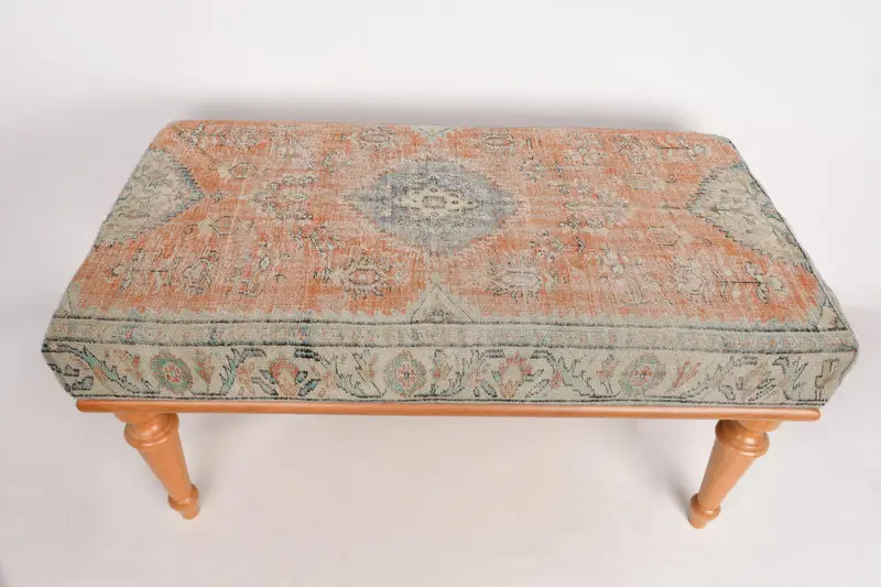 Modular Kilim-Inspired Ottoman, Medium Firm Foam-Filled Wool Blend Ottoman
