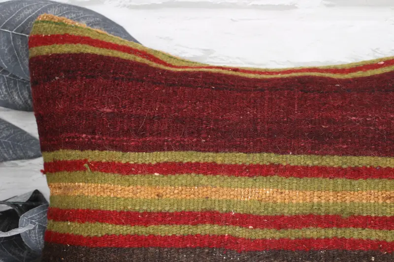 Boho Pillow Sham Cover, Handmade Rug Seat Cushion Cover, One Of A Kind Cushion Case, Vintage Pillow, Kilim Cushion Sham, 16x16 Red Pillow, Cushion - 2