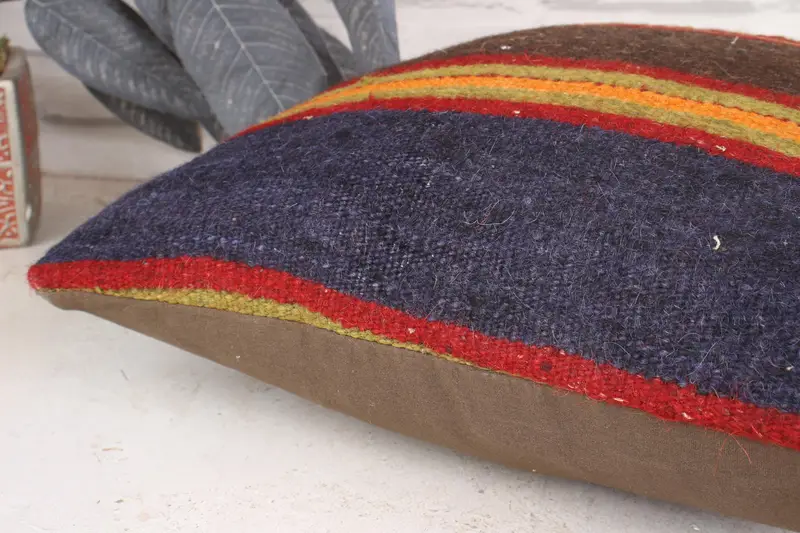 Boho Pillow Sham Cover, Handmade Rug Seat Cushion Cover, One Of A Kind Cushion Case, Vintage Pillow, Kilim Cushion Sham, 16x16 Red Pillow, Cushion - 7