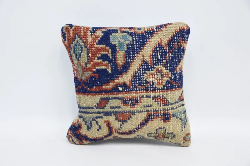 Vintage Kilim Pillow, 12x12 Blue Pillow Case, Cushion, Tapestry Cushion, Interior Designer Pillow, Turkish Pillow, Comfy Throw Cushion Cover - 1