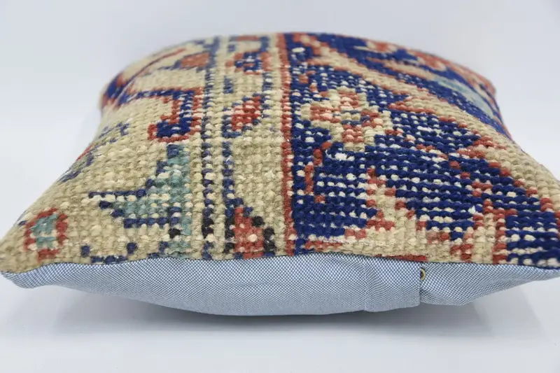 Vintage Kilim Pillow, 12x12 Blue Pillow Case, Cushion, Tapestry Cushion, Interior Designer Pillow, Turkish Pillow, Comfy Throw Cushion Cover - 5