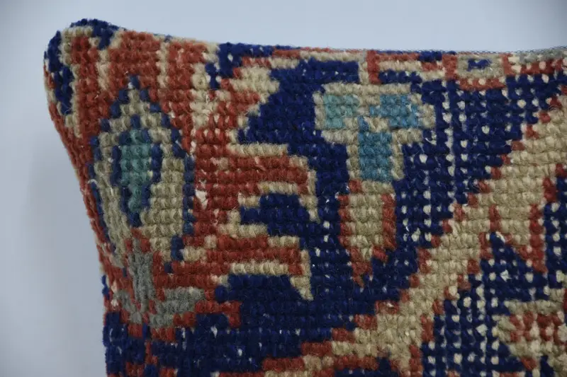 Vintage Kilim Pillow, 12x12 Blue Pillow Case, Cushion, Tapestry Cushion, Interior Designer Pillow, Turkish Pillow, Comfy Throw Cushion Cover - 2