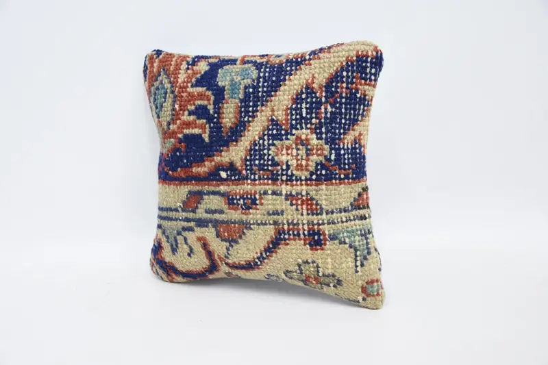 Vintage Kilim Pillow, 12x12 Blue Pillow Case, Cushion, Tapestry Cushion, Interior Designer Pillow, Turkish Pillow, Comfy Throw Cushion Cover - 4